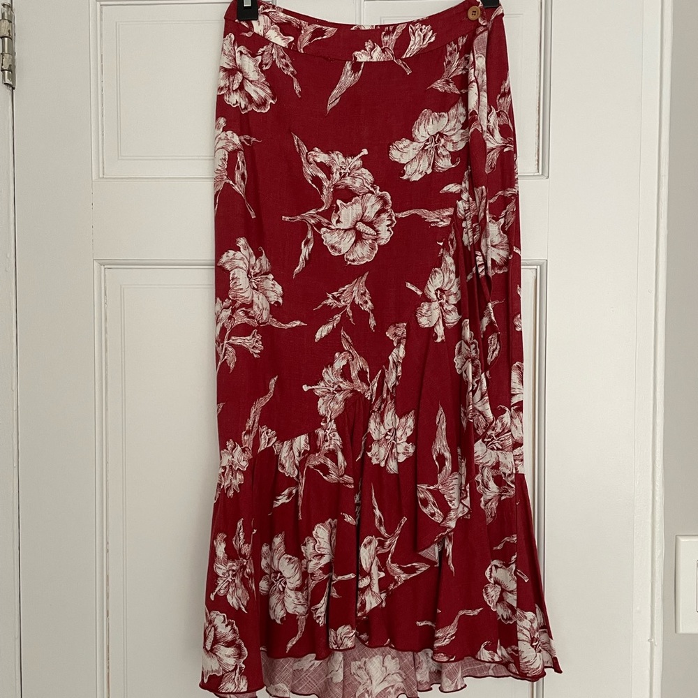 Zara Linen Floral Skirt XS